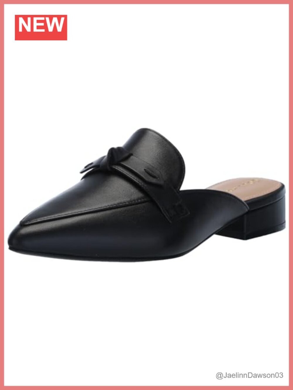 Women's Pointed Toe Bow Mule Kitten Heel Leather Slip-On